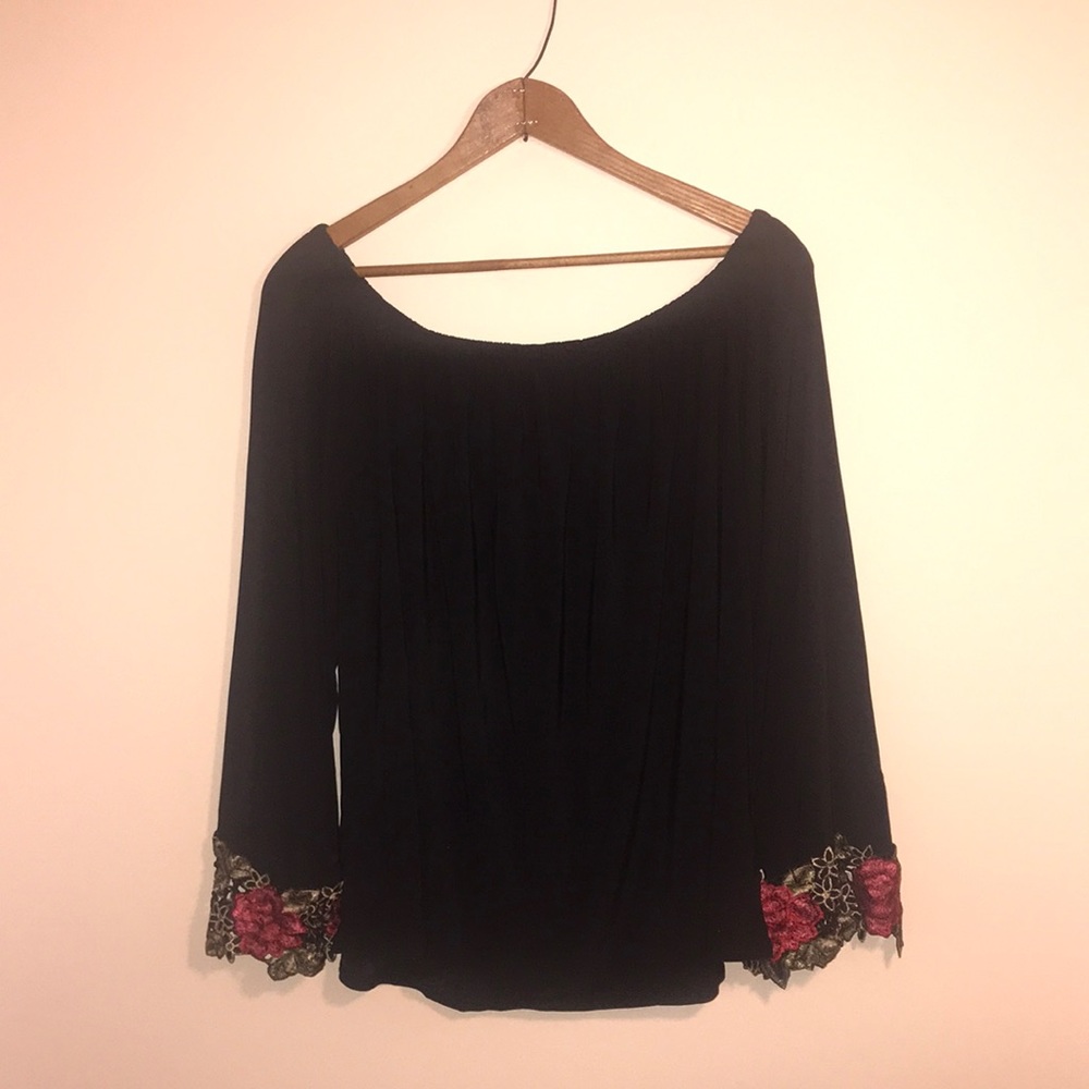 Embroidered off the shoulder top
